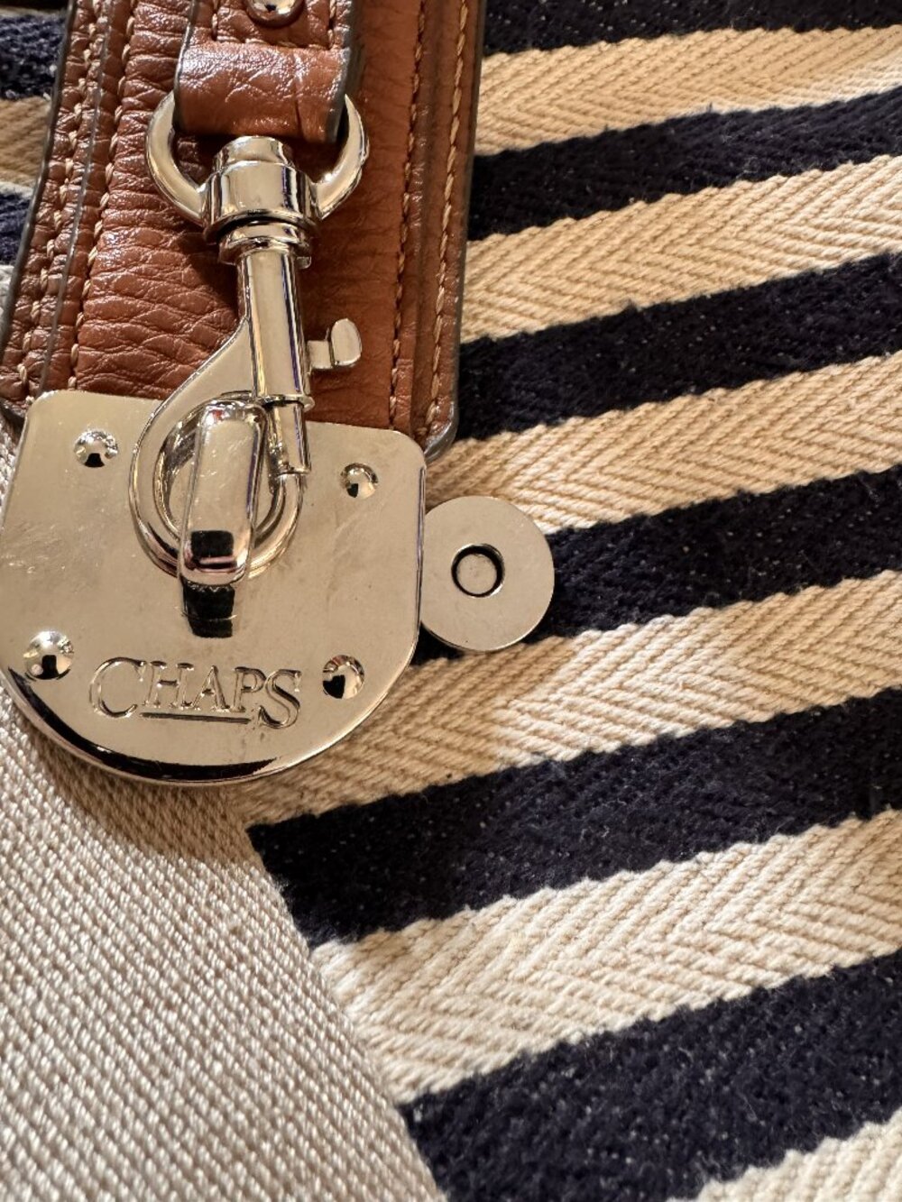 Chaps Nautical Striped Canvas Crossbody Bag - CL0505 - Picture 6 of 8